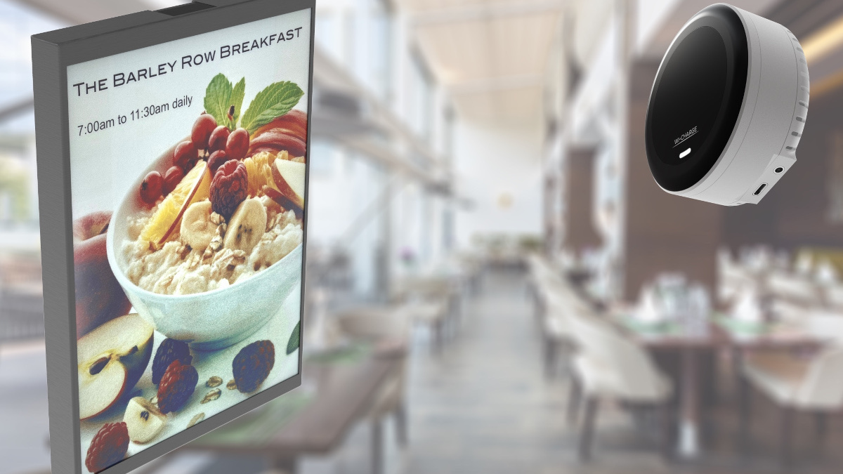 The wireless e-paper display from Digital View is designed for applications like menu boards. (Photo: Digital View)