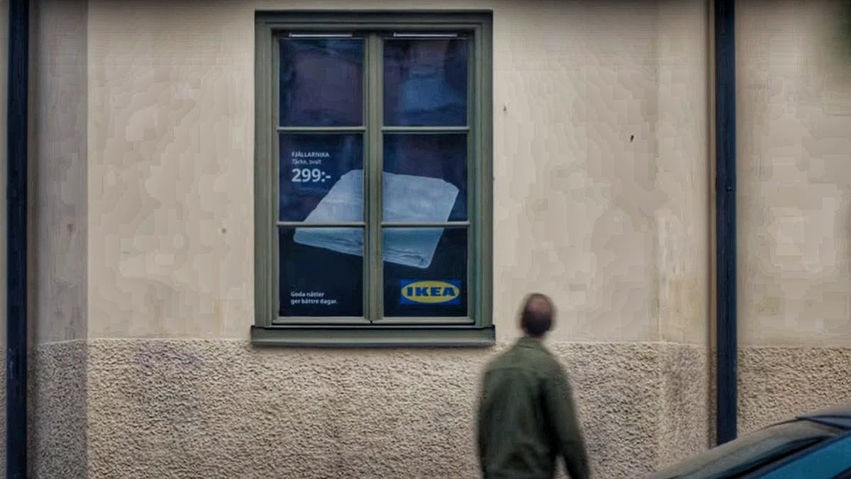 Anyone who applied to be a “Sleepfluencer” at Ikea in Sweden received a free roller blind - albeit with an imprinted ad. (Photo: IKEA/Screenshot)