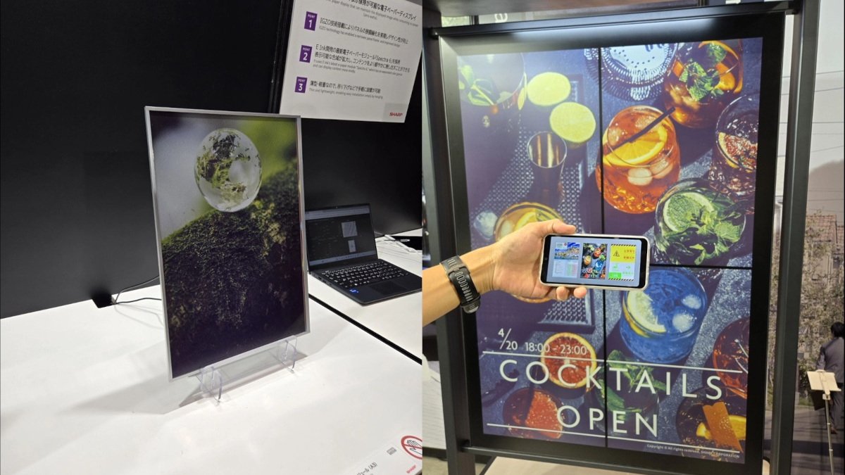 Sharp showcasing its EPD displays using IGZO technology at its Tech Day in Tokyo (Photo: E Ink)