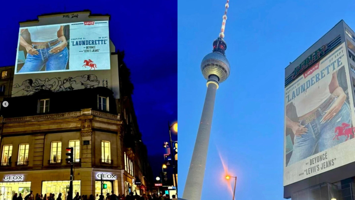 Projections with Levi's x Beyoncé appeared in Paris and Berlin, among other places. (Photo: Screenshot)