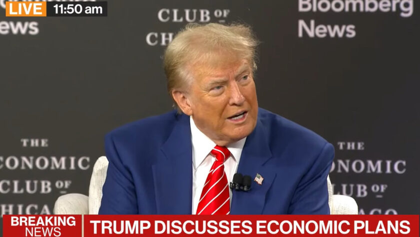 Donald Trump in his interwiew with Bloomberg News' Editor-in-Chief John Micklethwait (Screenshot: Bloomberg)