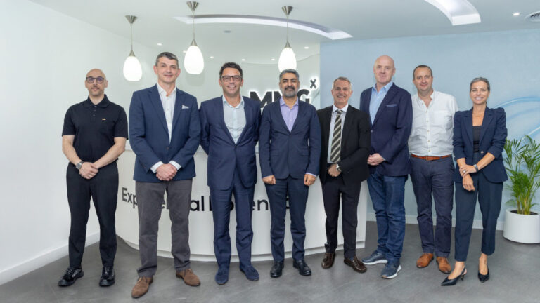Wildstone and MMG partner – from left to right: Ahmed Emam, MMG; Jonathan Chandler, Wildstone; Damian Cox, Wildstone; Jawad Hassan, Multiply Group; Andrew Foster, Wildstone; James Bicknell, MMG; Stuart Smith, Chief Financial Officer, Wildstone; Henrietta Shakespeare, MMG (Image: Wildstone Capital)