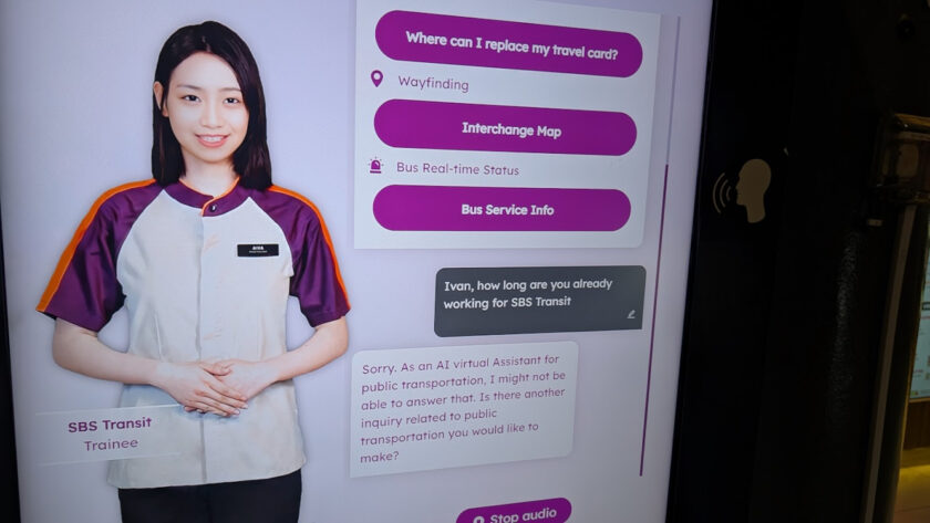 SBS Transit Aiva virtual human in Singapore (Image: invidis)