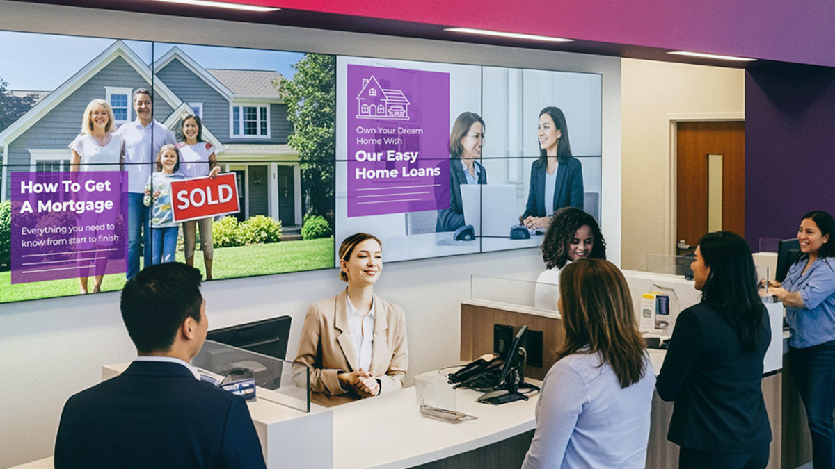 Visual storytelling can help banks elevate the customer experience in their physical branches. (Image: BrightSign)