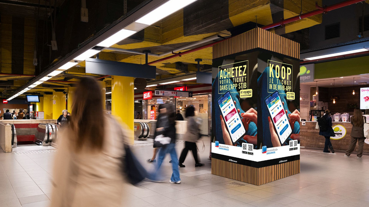 Rendering of the planned new DooH cubes in Brussel's metro (Image: JCDecaux)