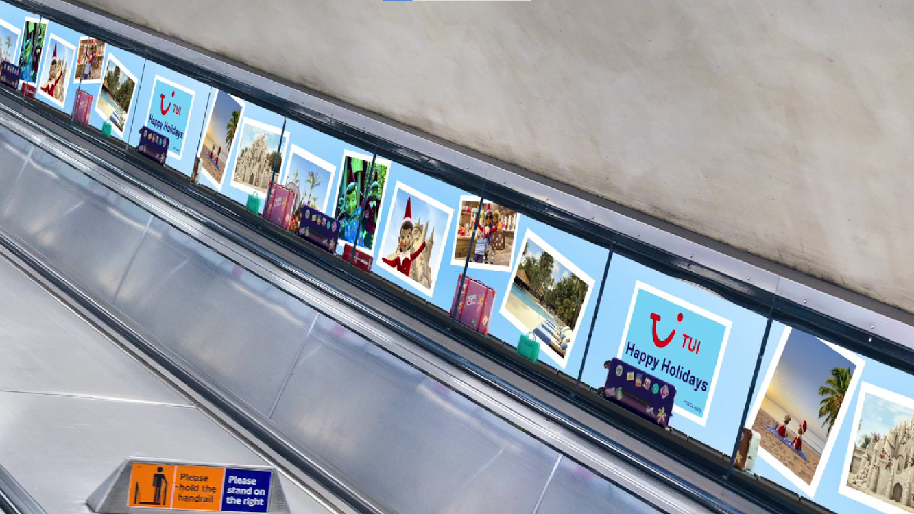 Tui's holiday campaign on London underground escalator screens (Image: TUI)