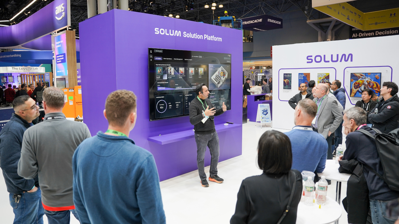Demonstration of the Solum Smart Store Platform at NRF 2026 (Image: Solum)