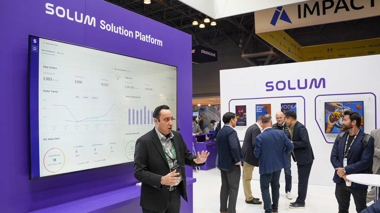 Demonstration of the Solum Smart Store Platform at NRF 2026 (Image: Solum)