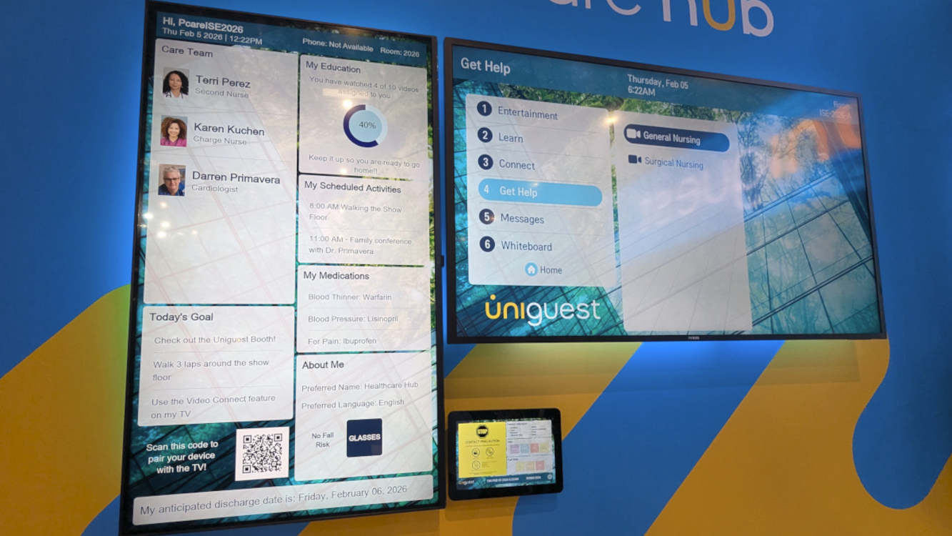 ISE 2026: Uniguest Digital Signage Platform for Hospitals - Uniguest presents Healthcare Hub at ISE (Image: invidis) Uniguest presents Healthcare Hub at ISE (Image: invidis)