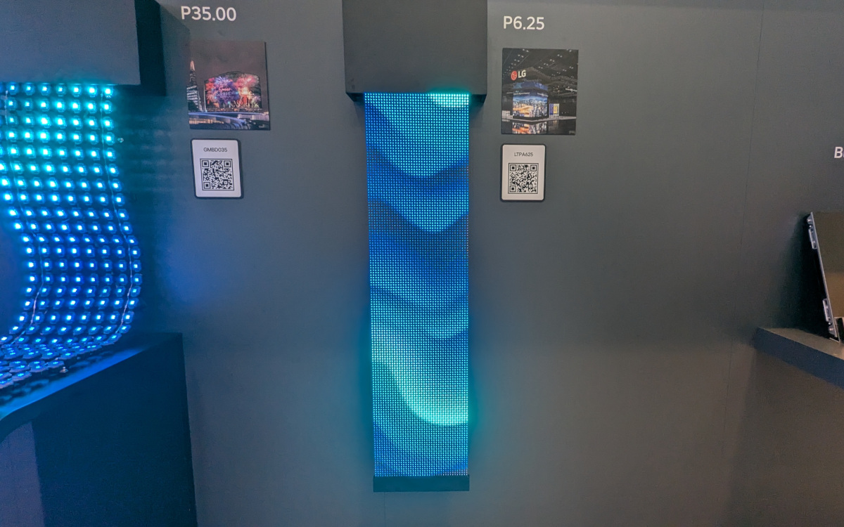 LG used a new mesh LED product to build its tower. (Image: invidis)