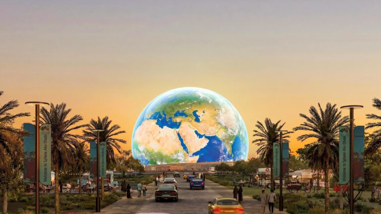 Sphere Abu Dhabi rendering on Yas Island, where the immersive entertainment venue is expected to open by the end of 2029 (Image: Sphere Entertainment)
