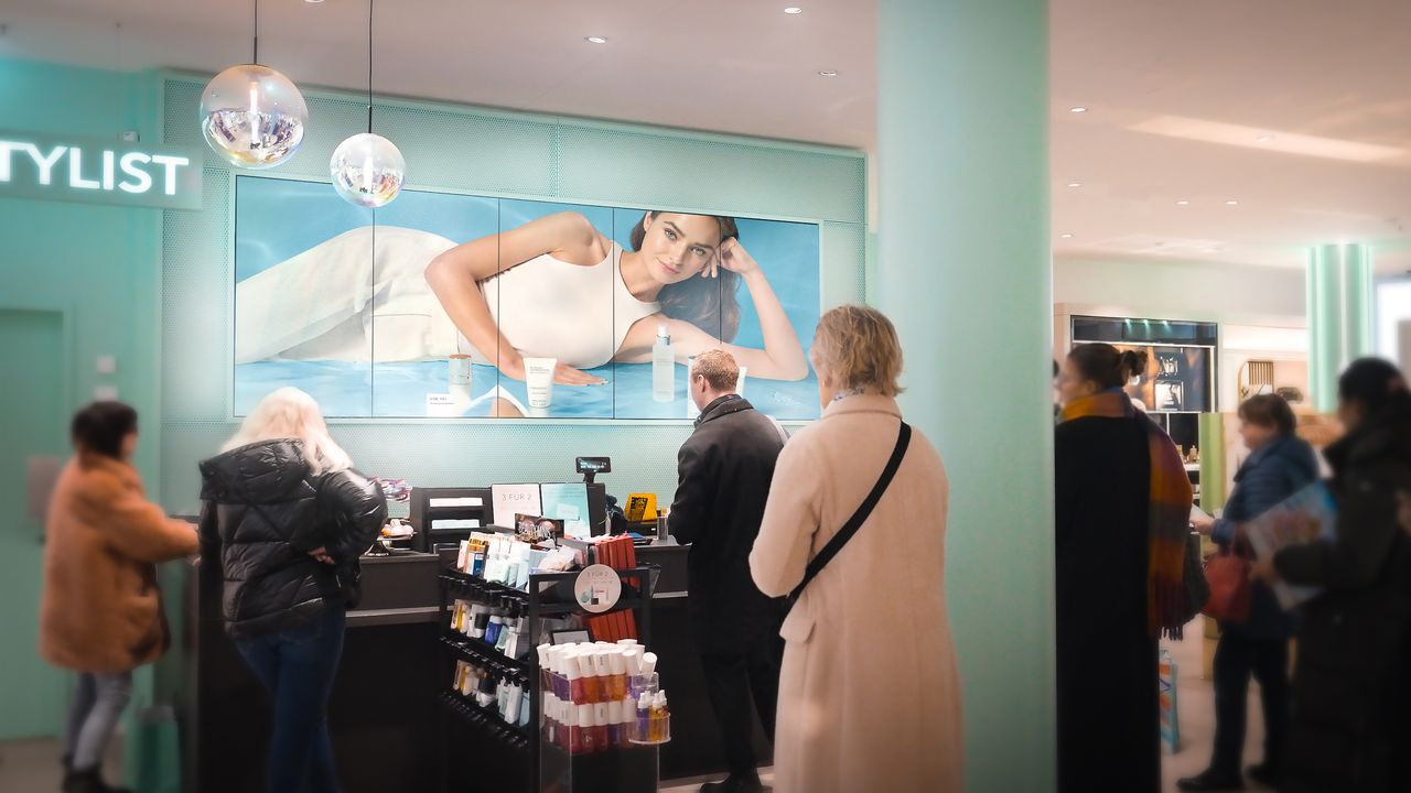 Douglas uses Broadsign-powered digital displays to deliver targeted retail media campaigns across its European store network (Image: Douglas)