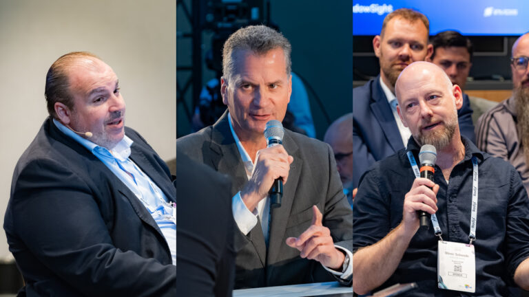 Representatives of the EMEA leaders at DSS Munich (from left): Borja Janáriz Sánchez of Econocom, Alberto Caceres of Trison, Oliver Schwede of Cancom (Images: Tom Cesalek/invidis)