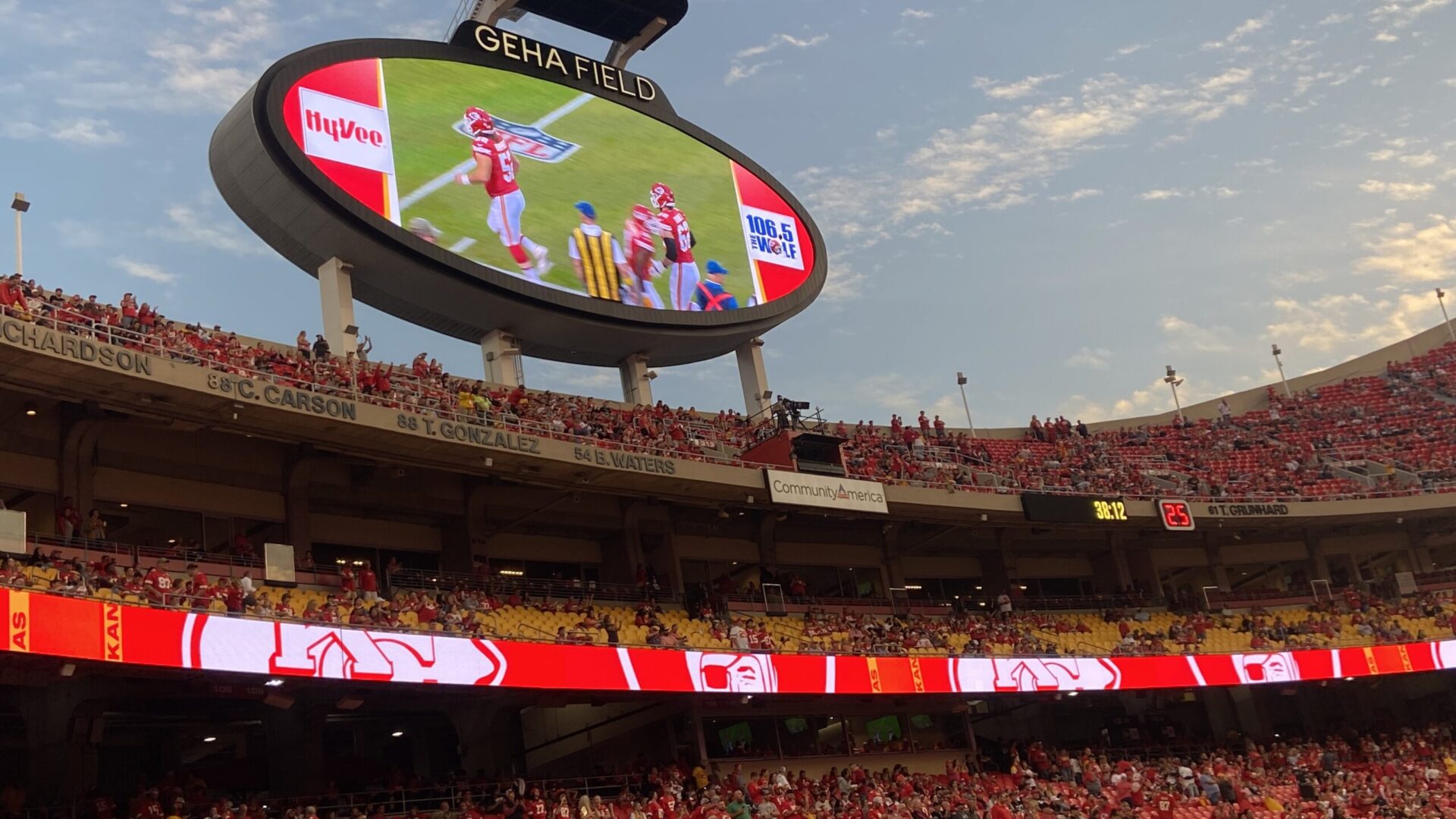 Kansas City's Geha Field at Arrowhead Stadium features a giant Daktronics LED videoboard and stadium-wide ribbon displays that will be part of the fan experience during the 2026 Fifa World Cup (Image: Daktronics)