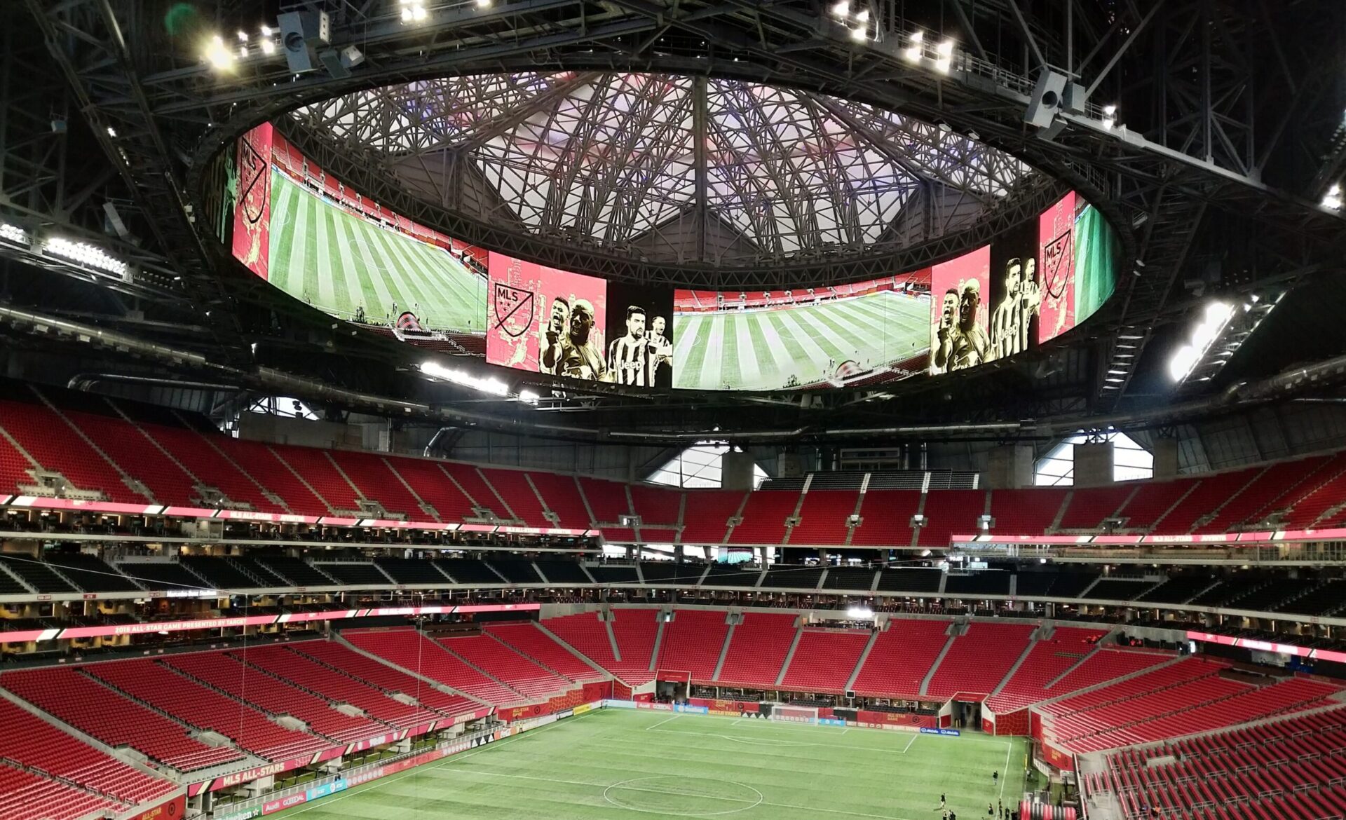 The 58-foot-high, 1,075-foot-circumference Daktronics Halo Board at Mercedes-Benz Stadium exemplifies the increasingly immersive LED technology that is greeting fans at the 2026 Fifa World Cup (Image: Daktronics)