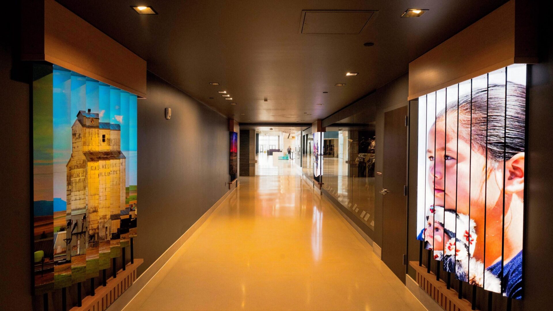 Custom LED displays are integrated throughout the Montana Heritage Center to support interactive exhibits and historical storytelling (Image: SNA Displays)