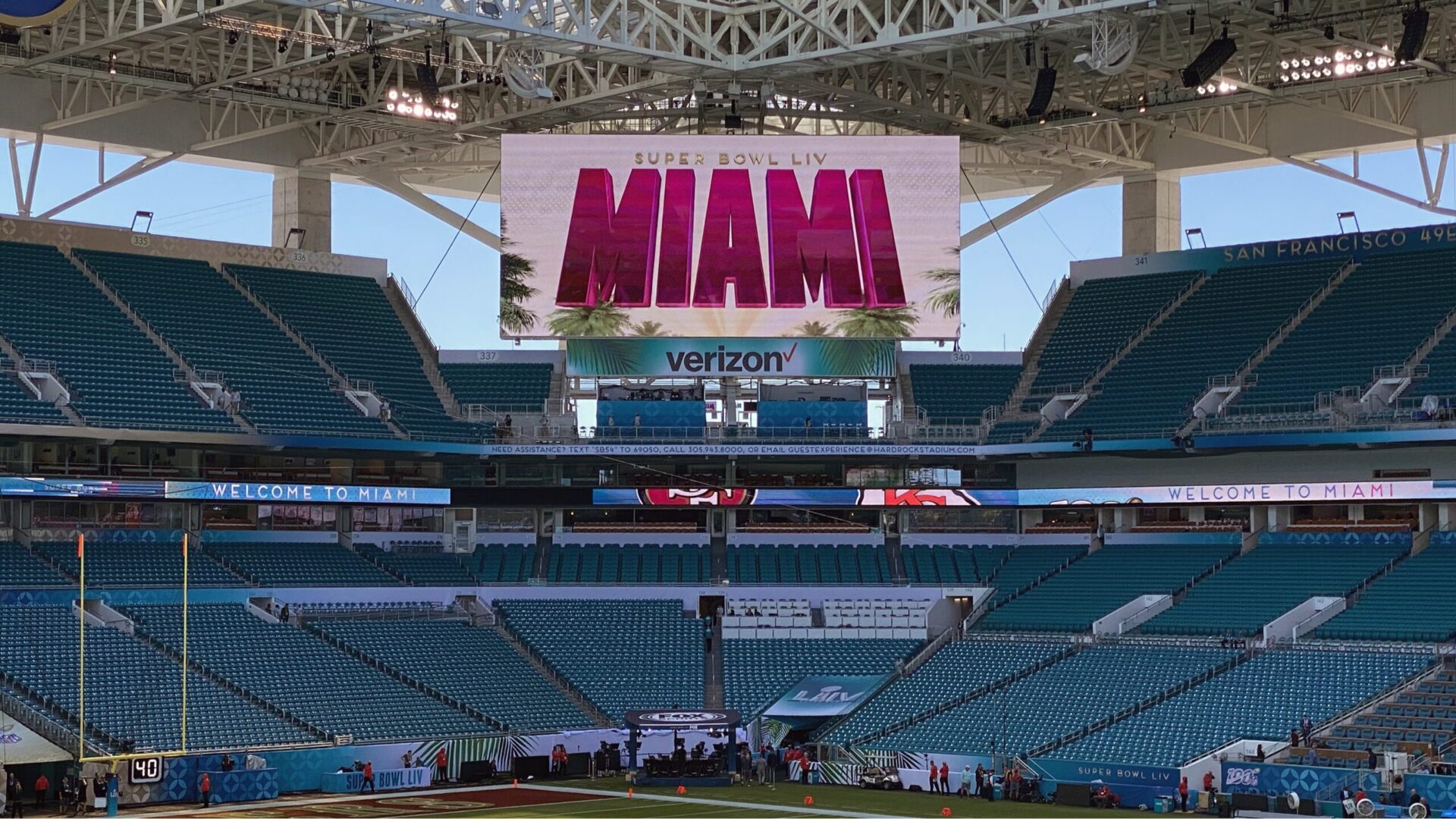 The Daktronics display network at Hard Rock Stadium combines massive corner video boards with ribbon displays throughout the seating bowl, helping transform the Miami venue into one of the world's premier multi-event sports and entertainment destinations (Image: Daktronics)