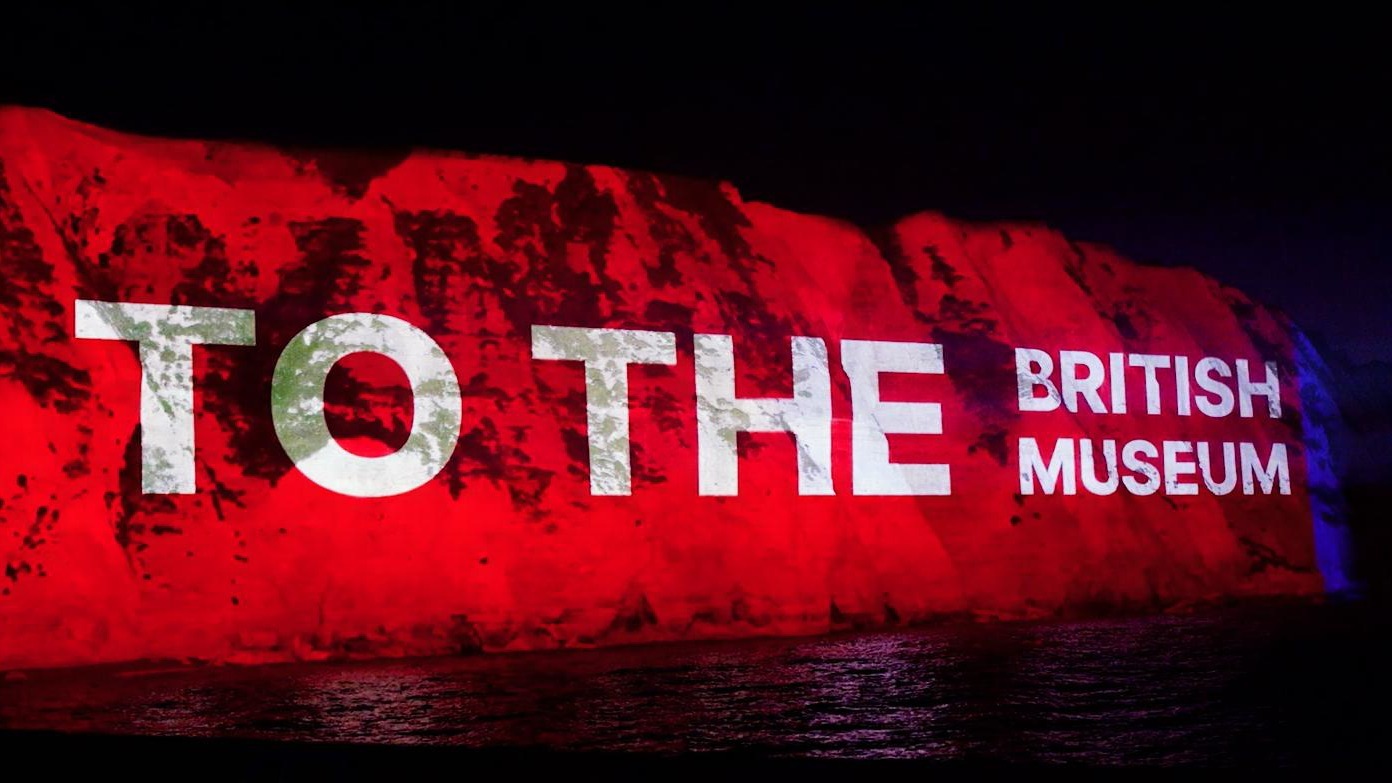 Projection mapping transformed the White Cliffs of Dover into a giant canvas promoting the Bayeux Tapestry exhibition at the British Museum ahead of its return to the UK (Image: British Museum / Igor Tulchinsky)
