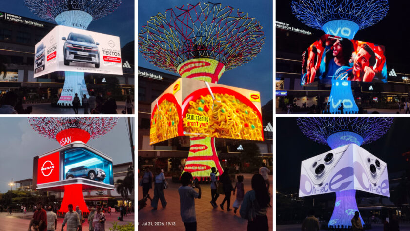 DooH campaigns on Skycom's Social Tree in Delhi (Images: Skycom)