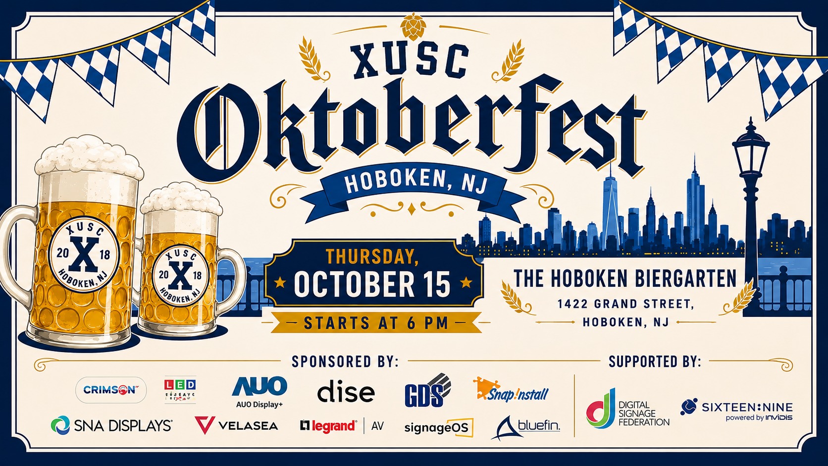 Events: XUSC Brings Oktoberfest Networking Event To DSF Takeover - XUSC will host its Oktoberfest networking event Oct. 15 at the Hoboken Biergarten as part of the DSF Takeover (Image: XUSC) XUSC will host its Oktoberfest networking event Oct. 15 at the Hoboken Biergarten as part of the DSF Takeover (Image: XUSC)