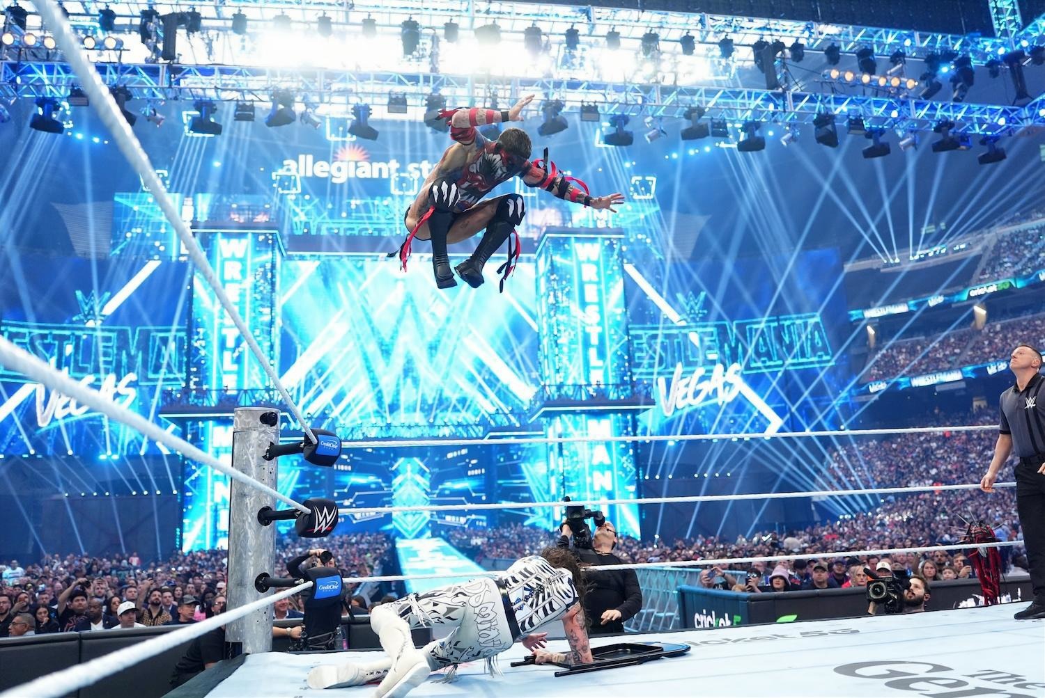 WrestleMania 42 combined live action with large-scale LED content, lighting and video effects throughout Allegiant Stadium (Image: Green Hippo)