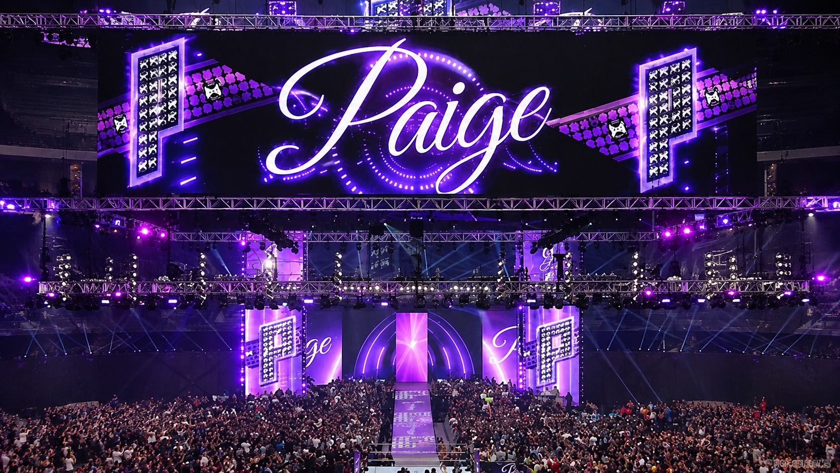 Hippotizer media servers drove content across WrestleMania 42’s extensive LED environment at Allegiant Stadium in Las Vegas (Image: Green Hippo)