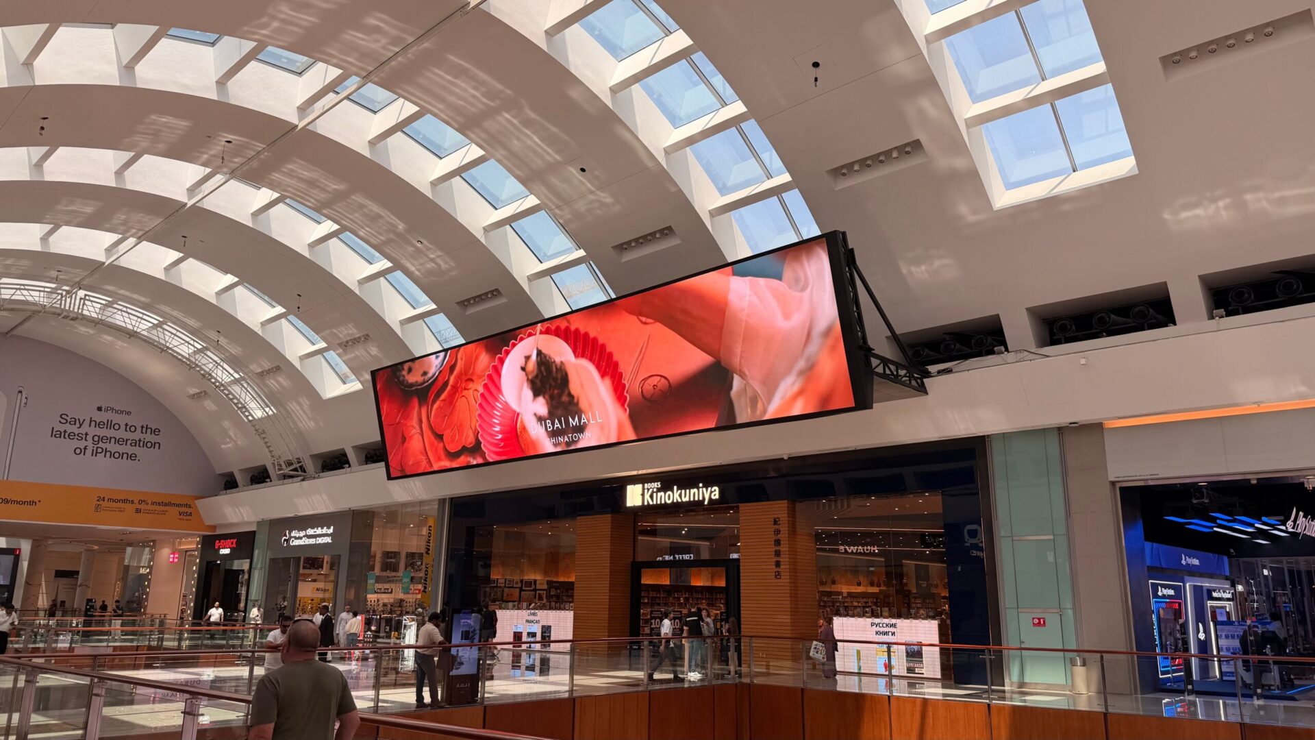 An InfiLED display beneath the skylights at Dubai Mall. (Image: InfiLED)