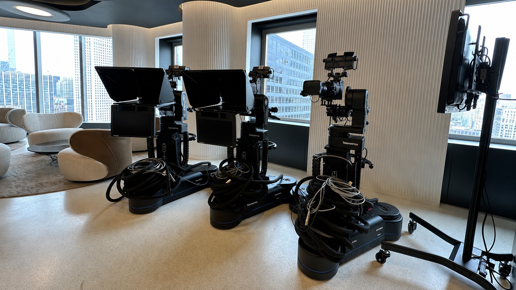 Robotic cameras allow Global Relay’s New York production team to operate the studio remotely with fewer crew members (Image: JRM Construction Management)