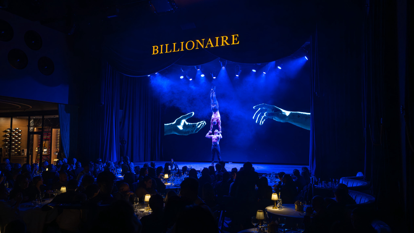 Kempinski St. Moritz - Billionaire - Dining Area & Stage (Image: WSDG)
