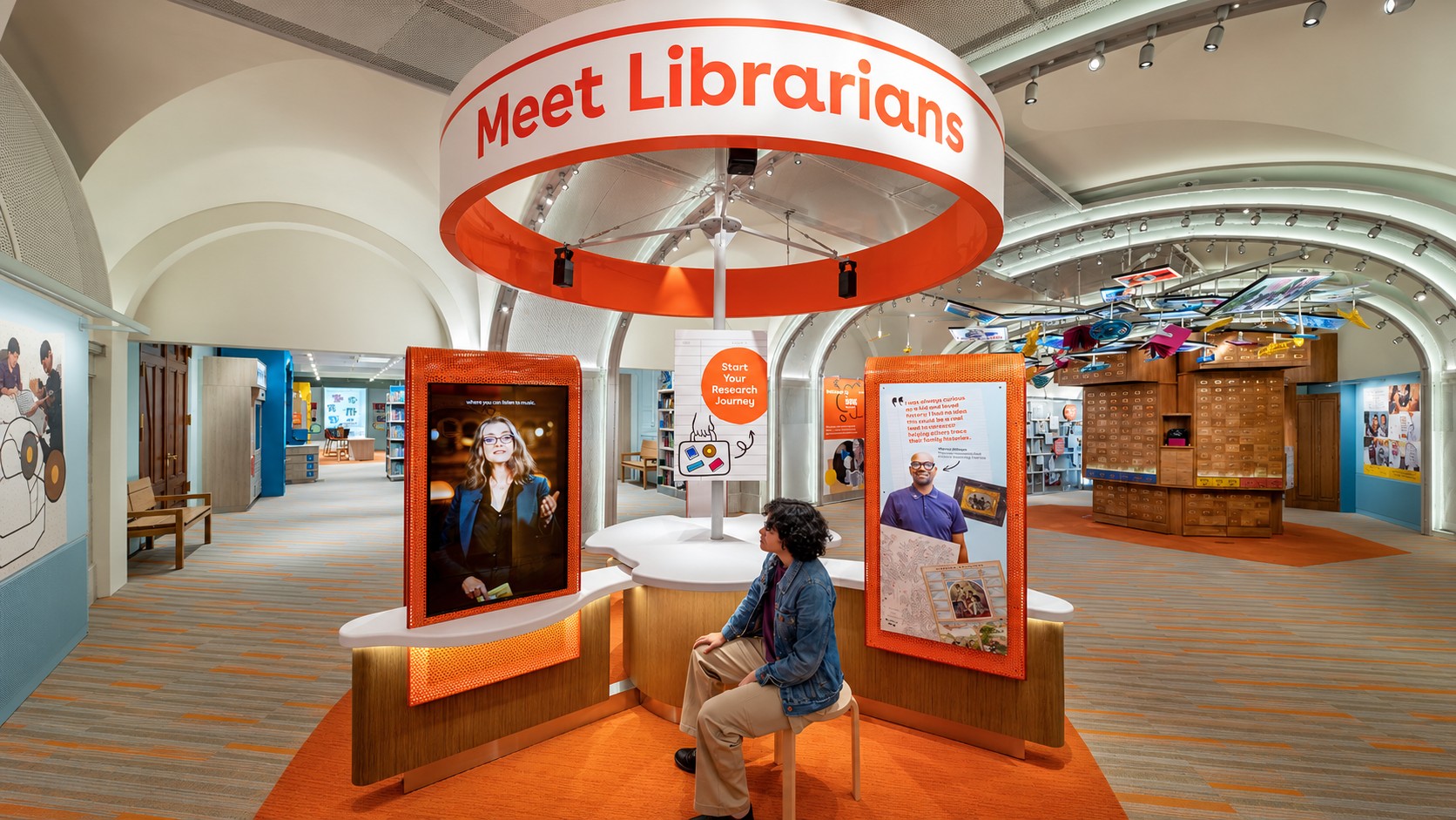 The “Meet Librarians” installation introduces visitors to how researchers use the Library of Congress collections (Image: Ron Blunt)