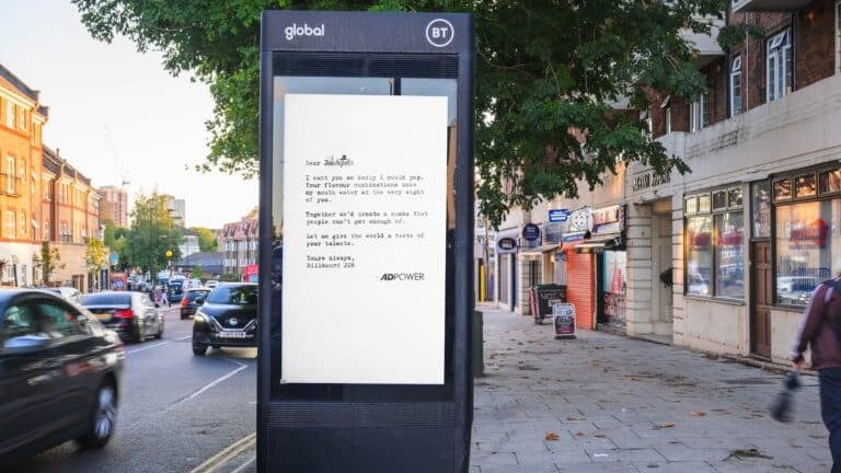 DooH: Adpower Sends Love Letters To 100 Challenger Brands - Adpower’s Love Letters campaign places personalized messages to independent brands on Global’s outdoor displays (Image: Adpower) Adpower’s Love Letters campaign places personalized messages to independent brands on Global’s outdoor displays (Image: Adpower)