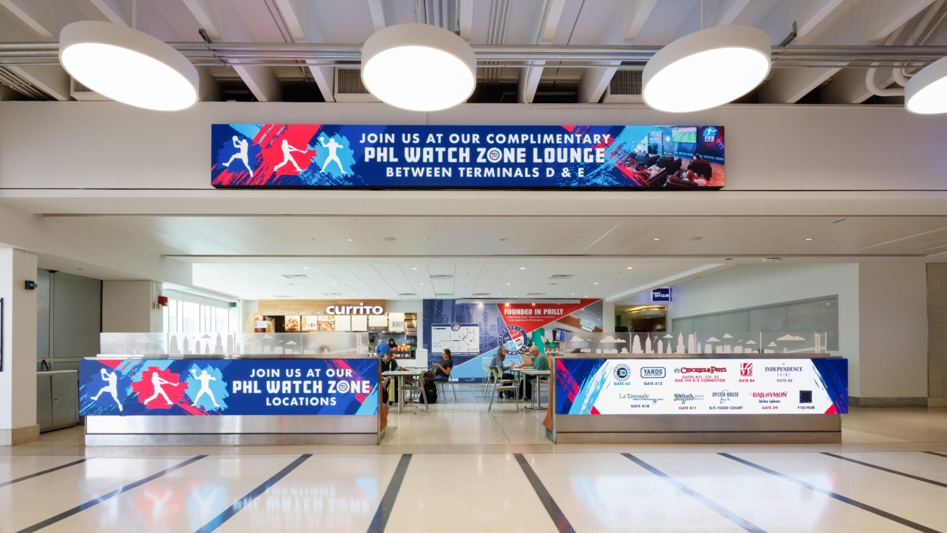 From Watchfire: LED Network Promotes Concessions At Philadelphia Airport - Watchfire LED displays promote airport concessions and events in a passenger connector at Philadelphia International Airport (Image: Watchfire) Watchfire LED displays promote airport concessions and events in a passenger connector at Philadelphia International Airport (Image: Watchfire)