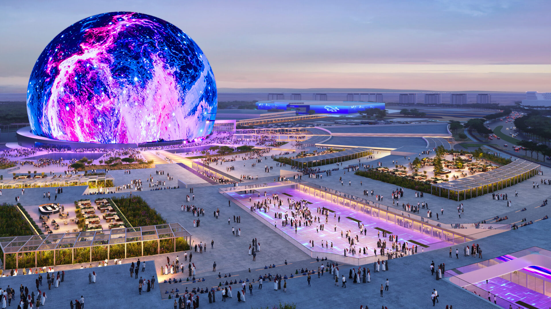 Sphere Abu Dhabi: Blue Rhine Wins Exosphere Installation Contract - A rendering of Sphere Abu Dhabi on Yas Island, where Blue Rhine Industries will install and commission the programmable LED Exosphere covering the venue's exterior (Image: DCT Abu Dhabi) A rendering of Sphere Abu Dhabi on Yas Island, where Blue Rhine Industries will install and commission the programmable LED Exosphere covering the venue's exterior (Image: DCT Abu Dhabi)