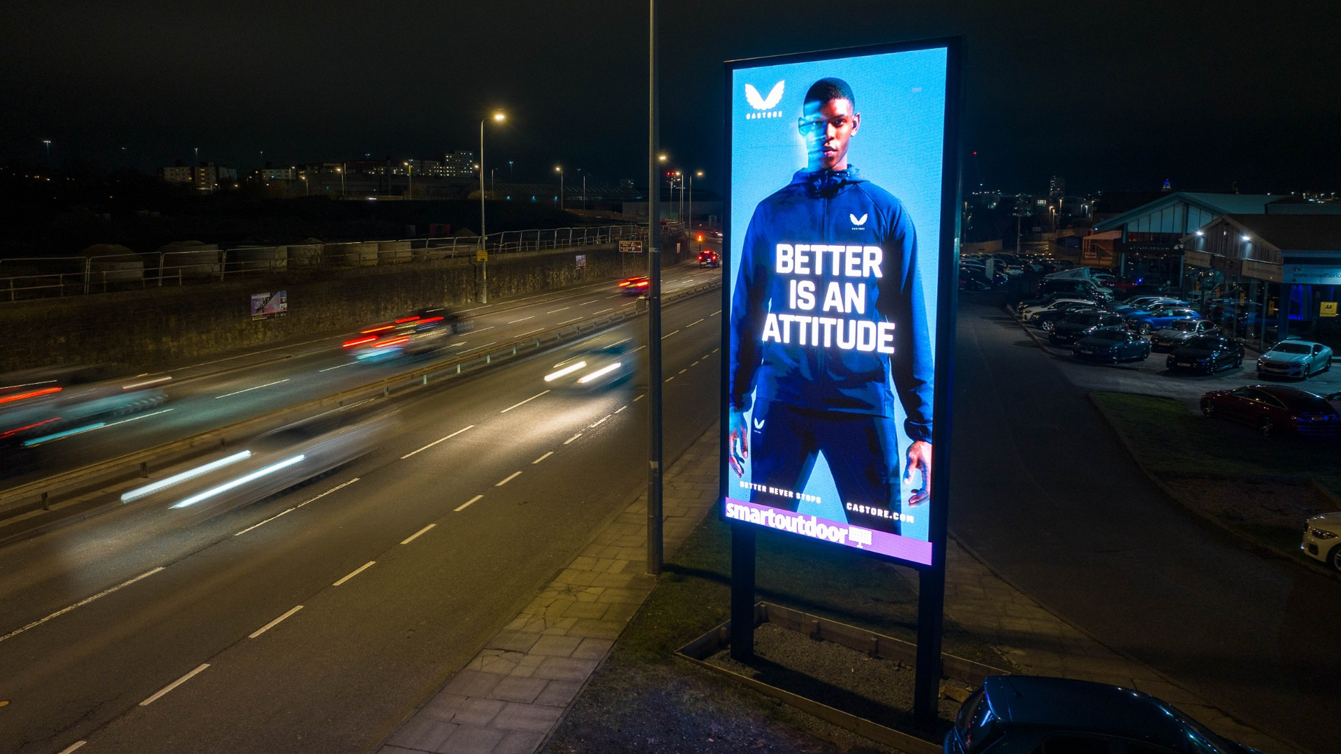 A roadside Smart Outdoor digital display featuring a Castore campaign (Image: Smart Outdoor)