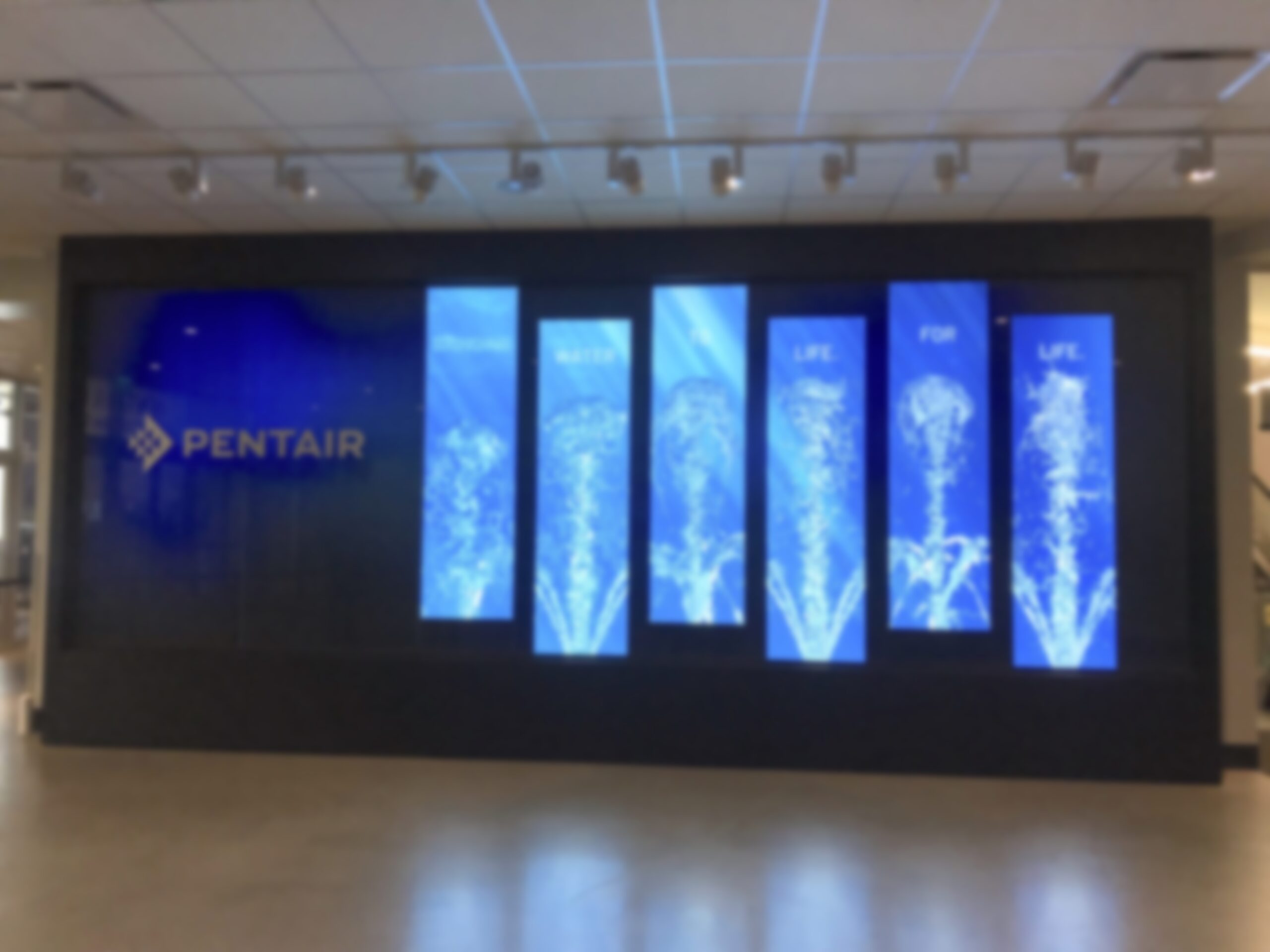 Stretch LCDs, Low-Rez LEDs, Glass And Film Mashed Up For Virtual Water Wall Pentair Waterwall