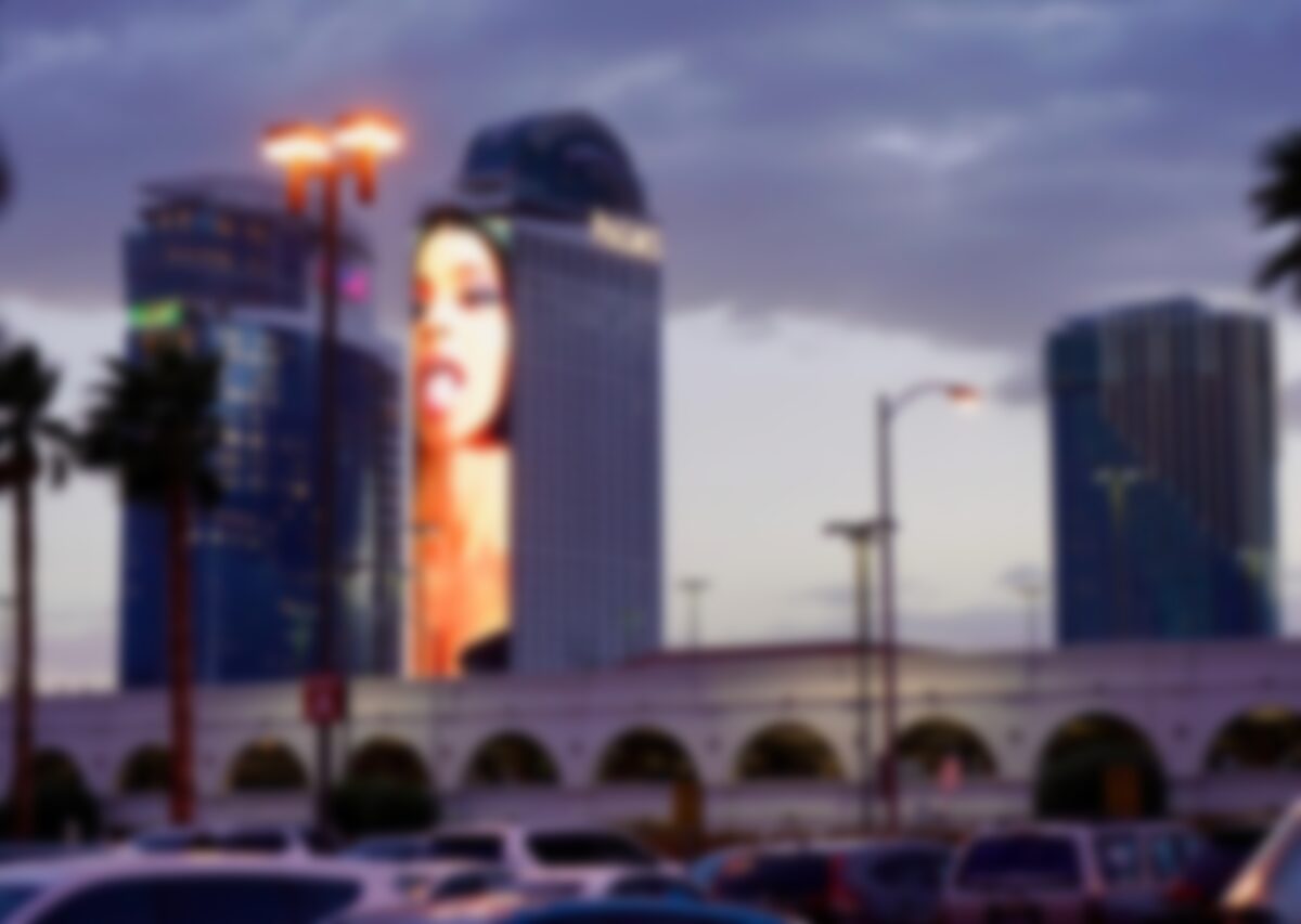 Palms Facelift Includes 272 Foot Tall LED Mesh Wall Facing Strip