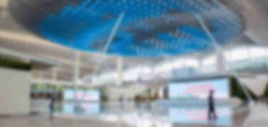 Moving LED Ball Cloud Fills Canopy At Guangzhou Airport DOOH Media Installation