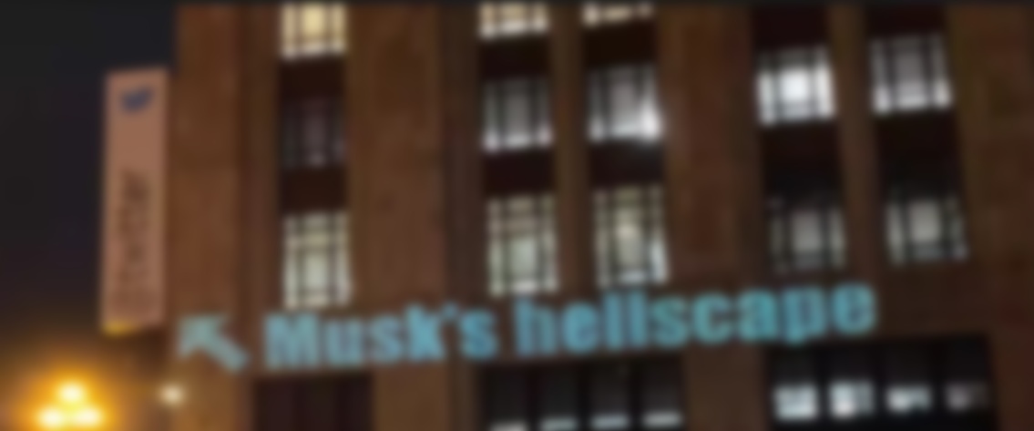 Activist Projection-Maps “Musk’s Hellscape” On Twitter Office Block