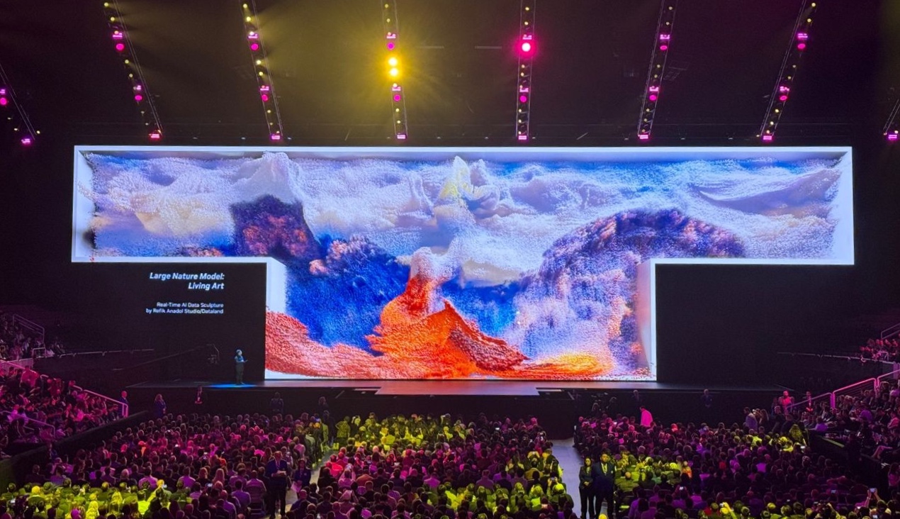 Generative Art By Refik Anadol On Huge Video Wall Opens NVIDIA’s Big GTC Event