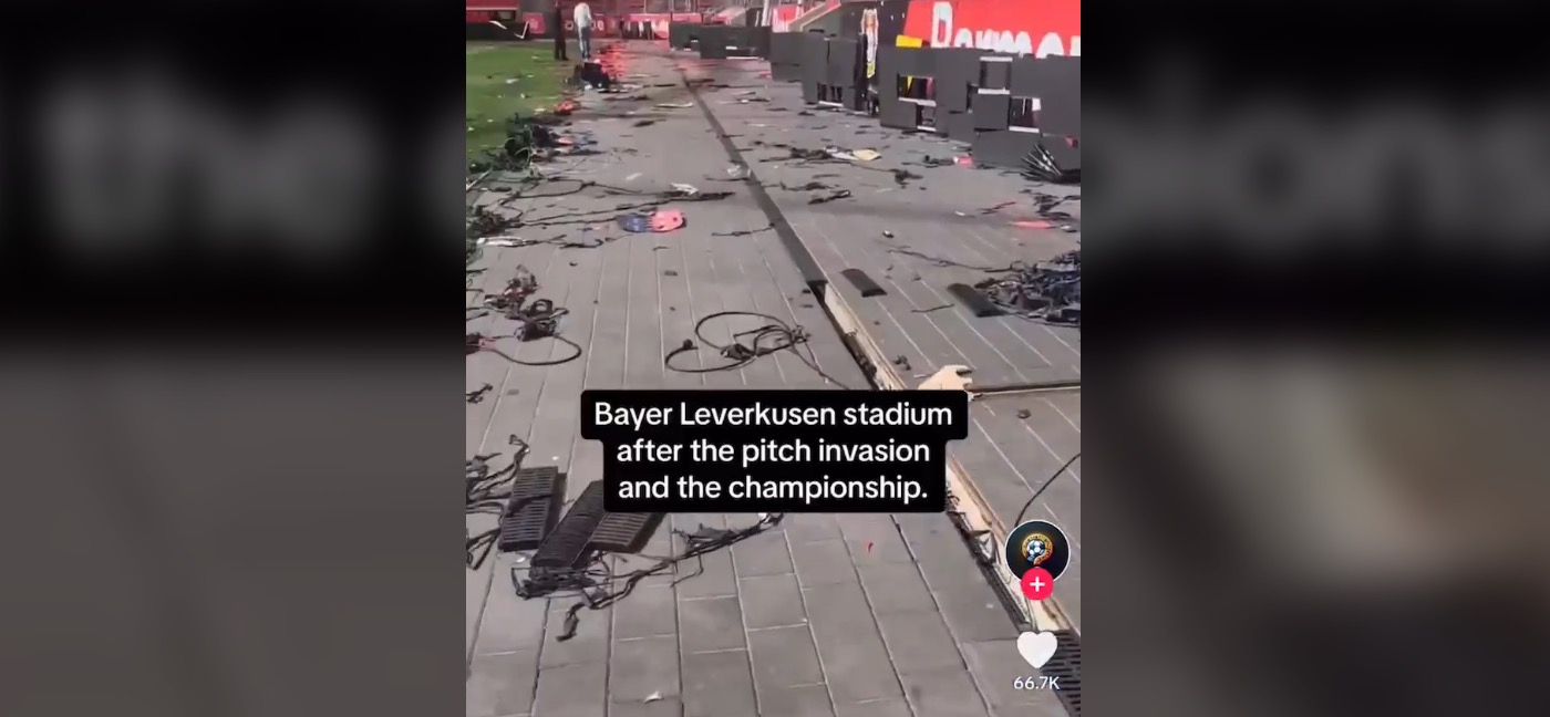 Oooops! – German Football Team’s Perimeter LED Displays Trashed As Fans Invade Pitch After Historic Win