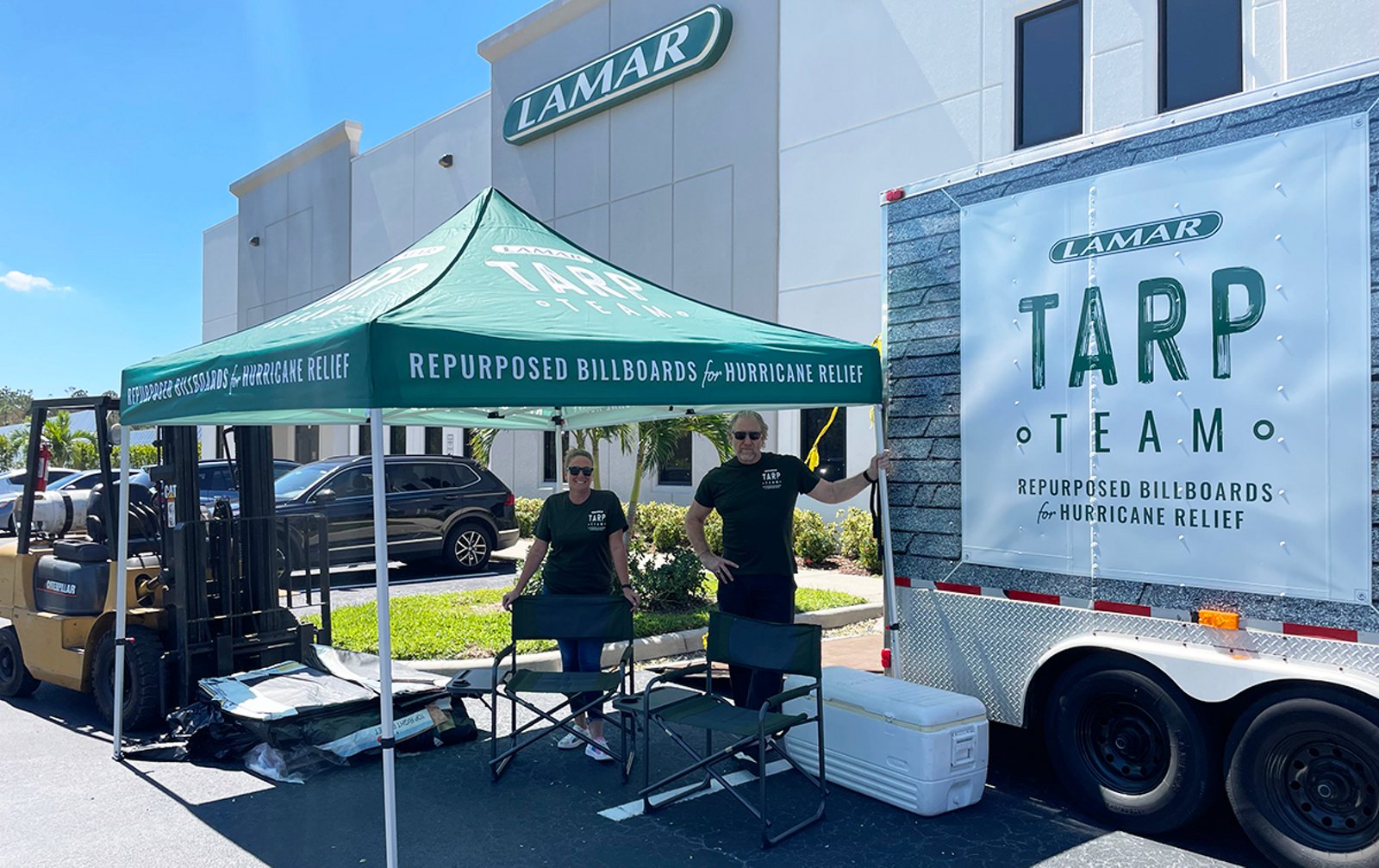 Decommissioned Billboard Vinyls Being Repurposed As Roof Tarps For Hurricane-Damaged Homes