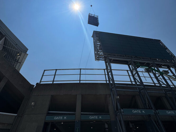Score board construction at Spartan Stadium (Image: SNA Displays)