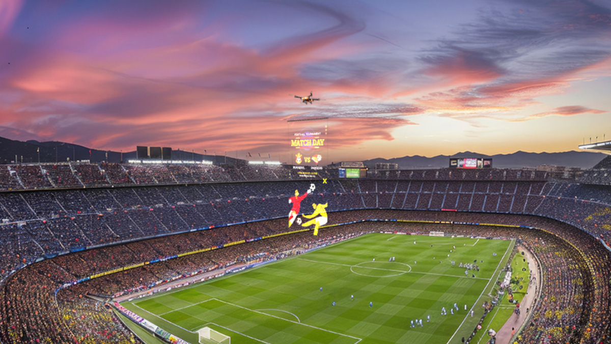 This Display Sets World Record for Largest Flying Mesh LED Screen - Flying mesh LED screen (Image: Filmbase) Flying mesh LED screen (Image: Filmbase)