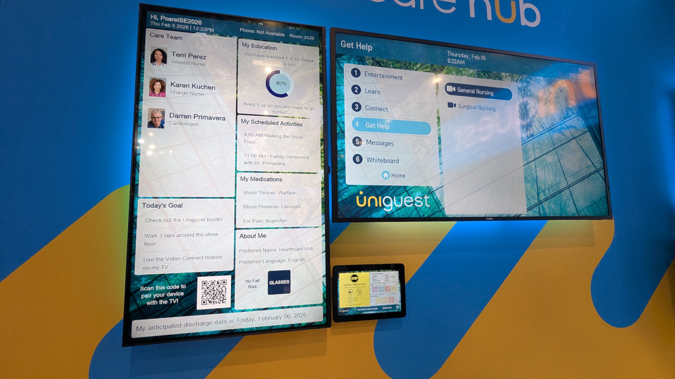 Healthcare software solution form Uniguest at ISE 2026 (Image: invidis)