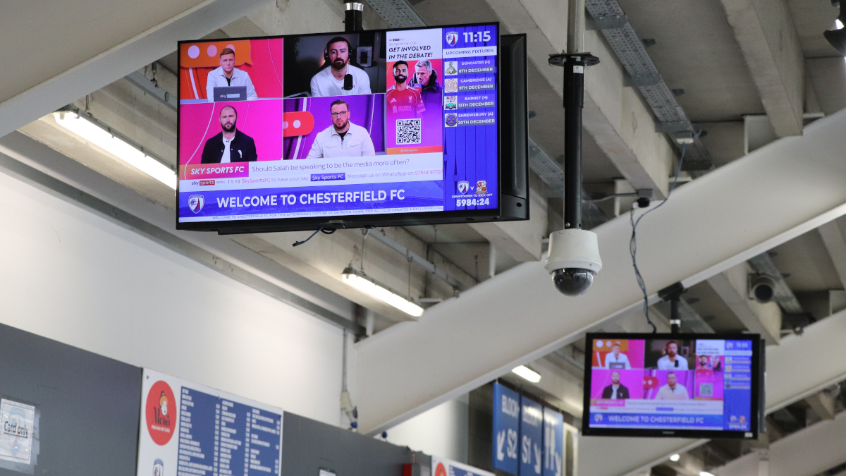 Uniguest upgraded the screen network at Chesterfield FC stadium with a centralized CMS. (Image: Uniguest)