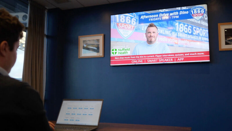 Signage display at Chesterfield FC stadium (Image: Uniguest)