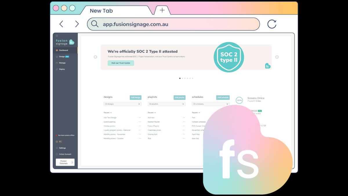 Fusion Signage achieves SOC 2 Type II Attestation. (Image: Fusion Signage)