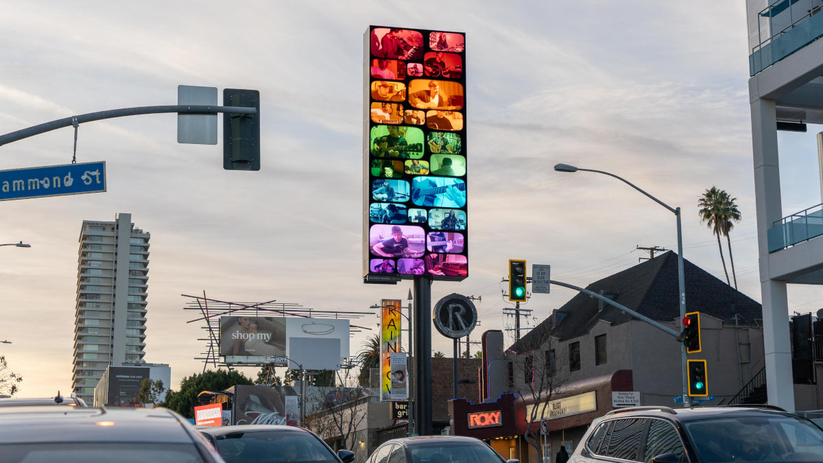 Newly digitized pylon DooH display on the Sunset Strip (Image: SNA Display)